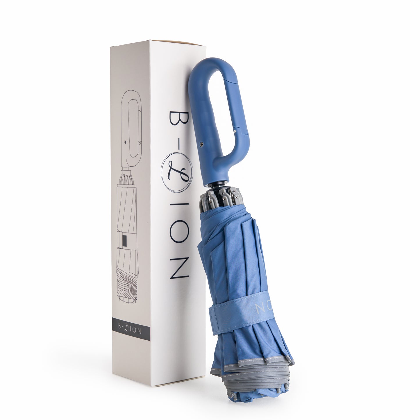 B-LION Paraguas Plegable Invertido con 10 Varillas Reforzadas, Banda Reflectante, Apertura y Cierre Automático, Antiviento y Mango con Hebilla – Fácil de Llevar para Hombre y Mujer