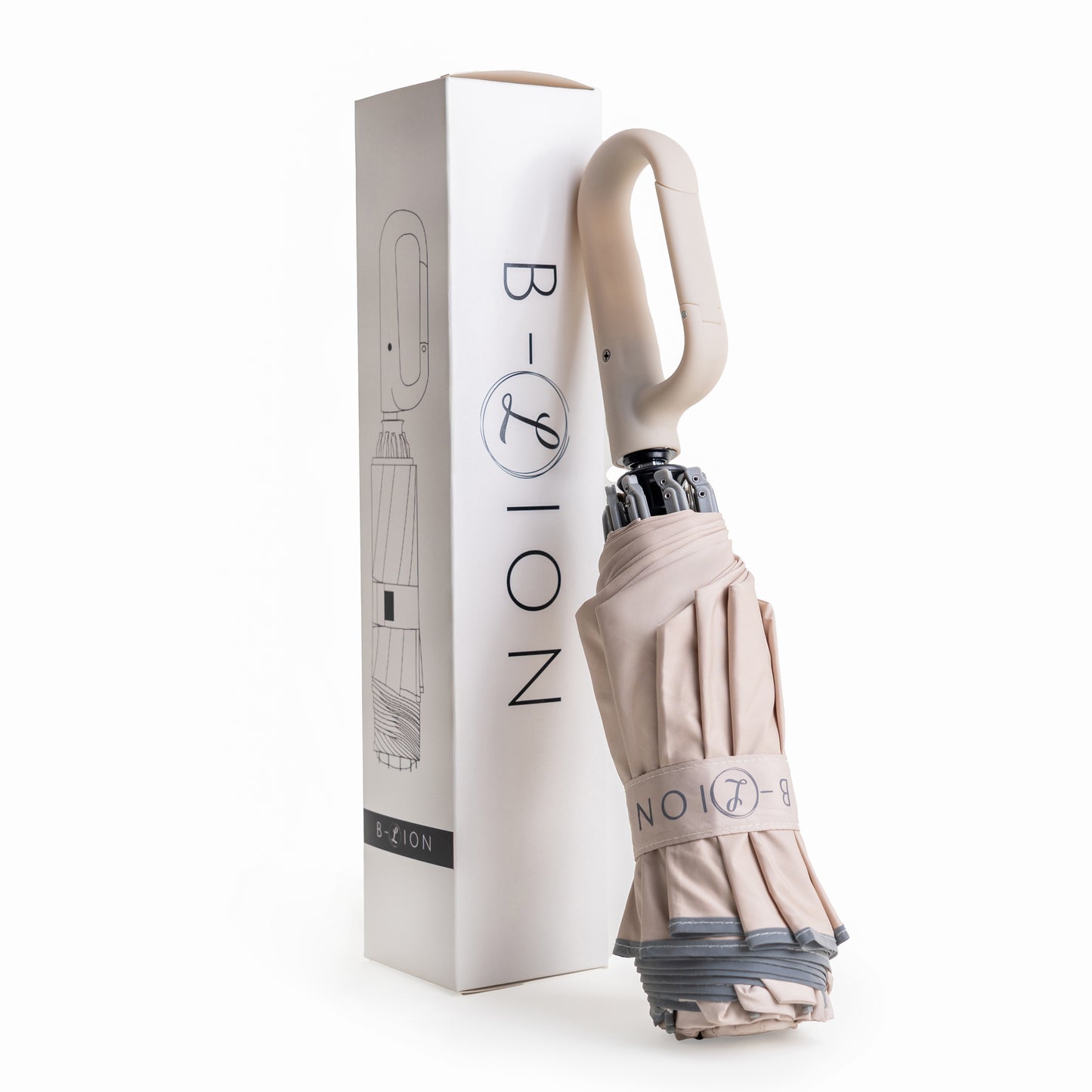 B-LION Paraguas Plegable Invertido con 10 Varillas Reforzadas, Banda Reflectante, Apertura y Cierre Automático, Antiviento y Mango con Hebilla – Fácil de Llevar para Hombre y Mujer